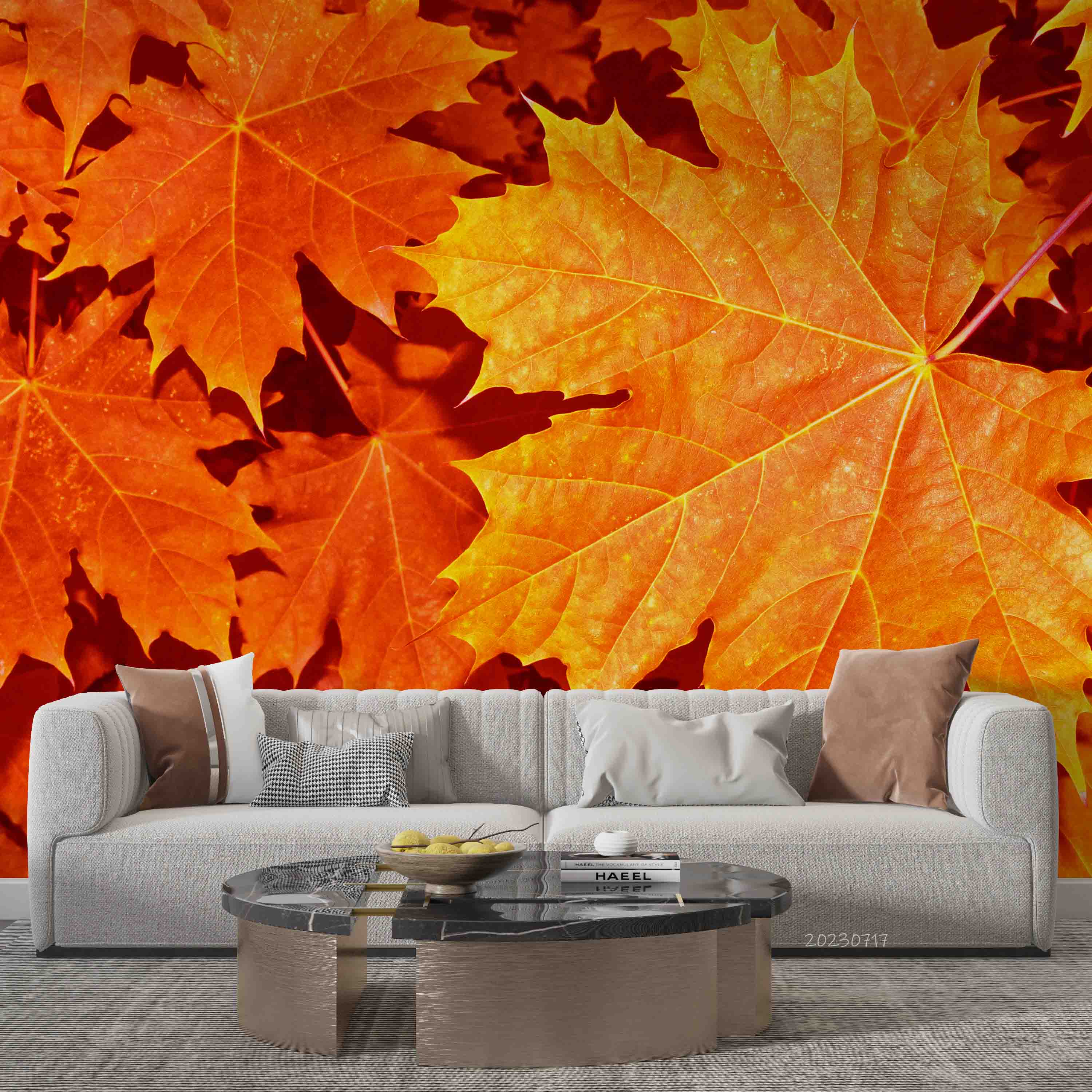 3D Maple Leaves Autumn Landscape Wall Mural Wallpaper JN 404