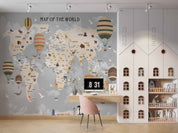 3D World Map Hydrogen Balloon Letter Wall Mural Wallpaper YXL 2722