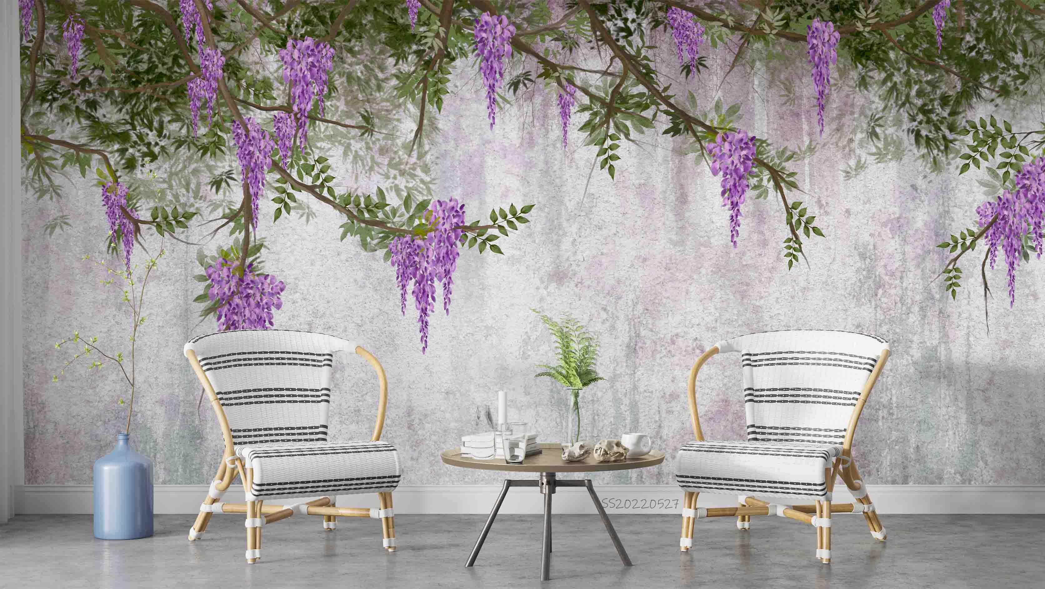 3D Curly Wisteria Branches Wall Mural Wallpaper GD 4144 – Jessartdecoration