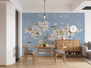 3D World Map Penuins Gray Letter Wall Mural Wallpaper YXL 2645