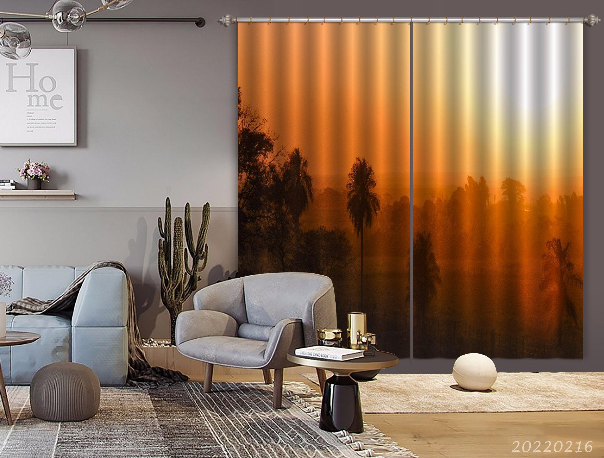 3D Woods Golden Sunbeam Fog Curtains and Drapes GD 2288- Jess Art Decoration