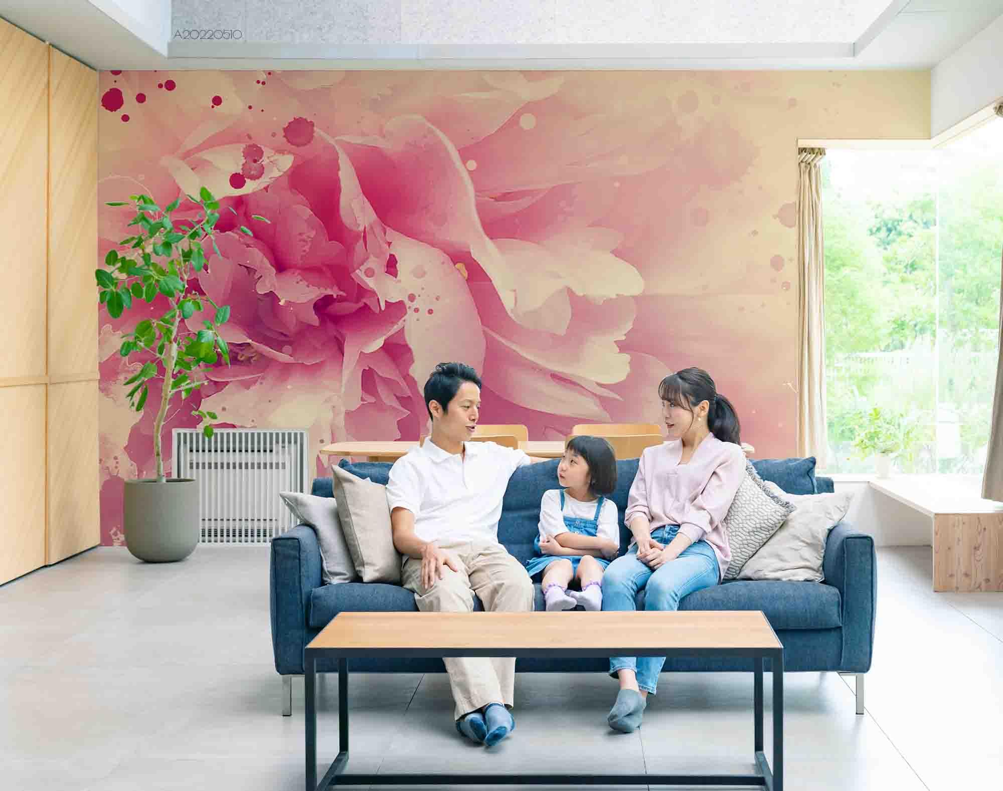 3D Watercolor Pink Floral Wall Mural Wallpaper SWW 16 – Jessartdecoration