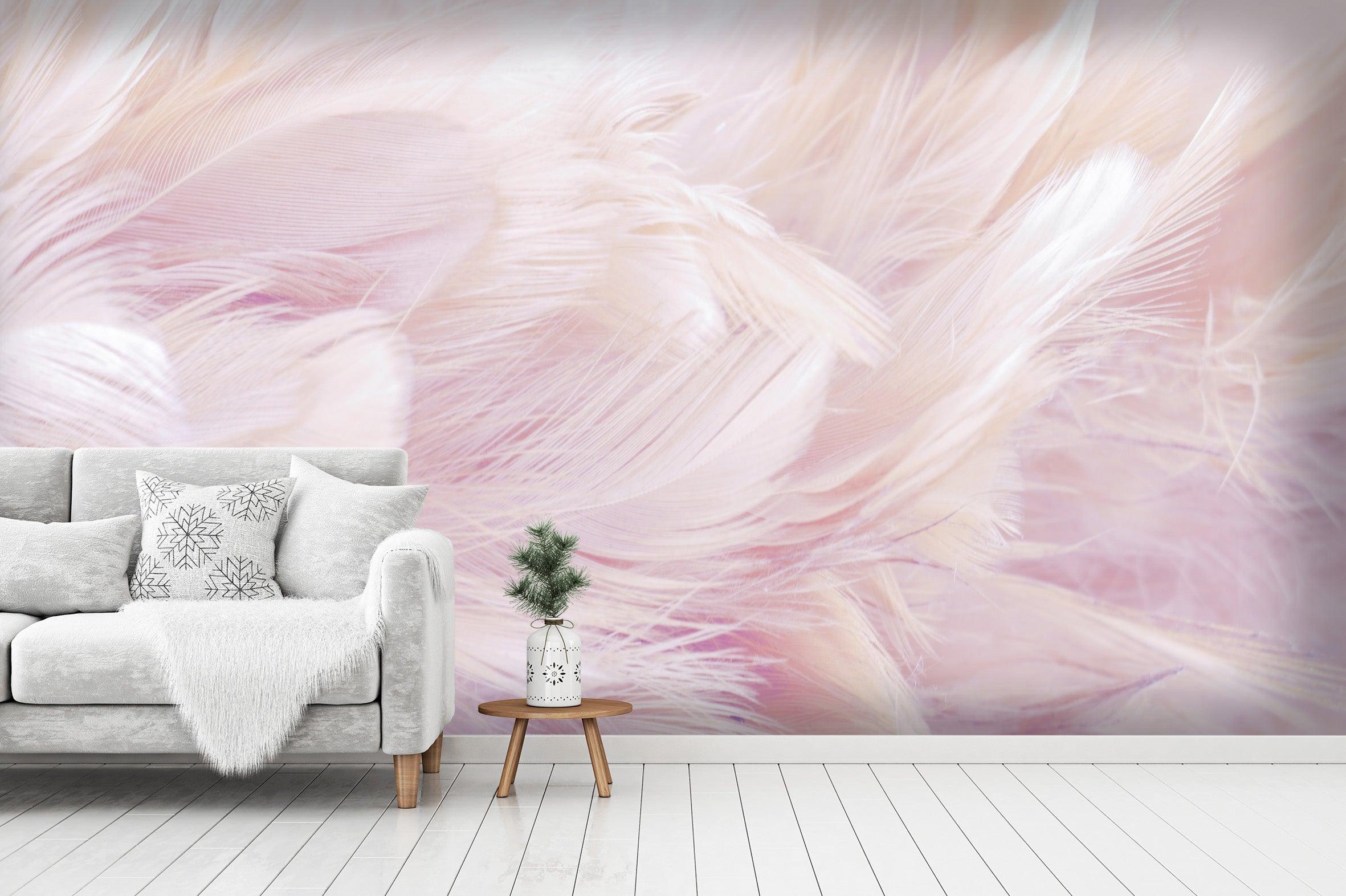 3D Light Pink White Feathers Wall Mural Wallpaper 16- Jess Art Decoration