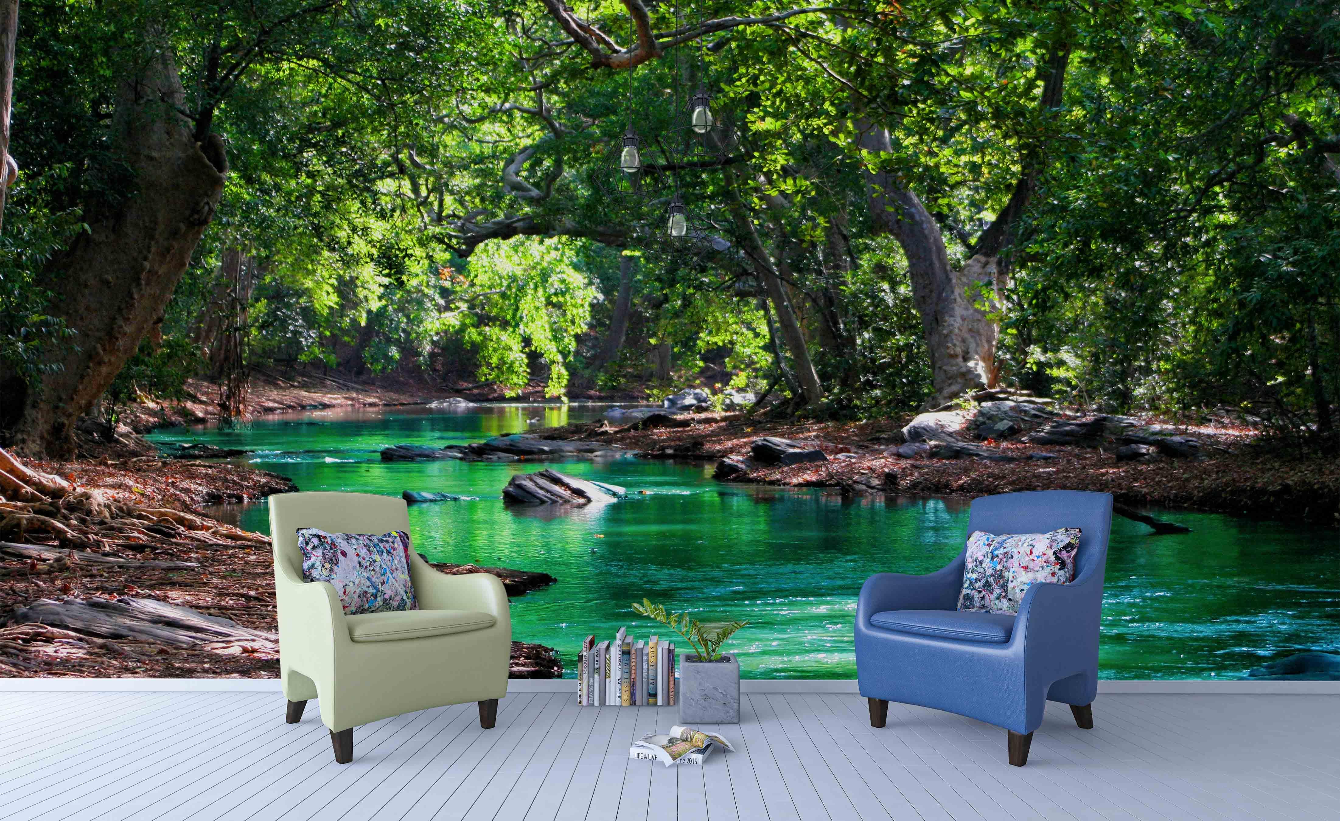 3D Green Forest Lake Wall Mural Wallpaper 12 – Jessartdecoration