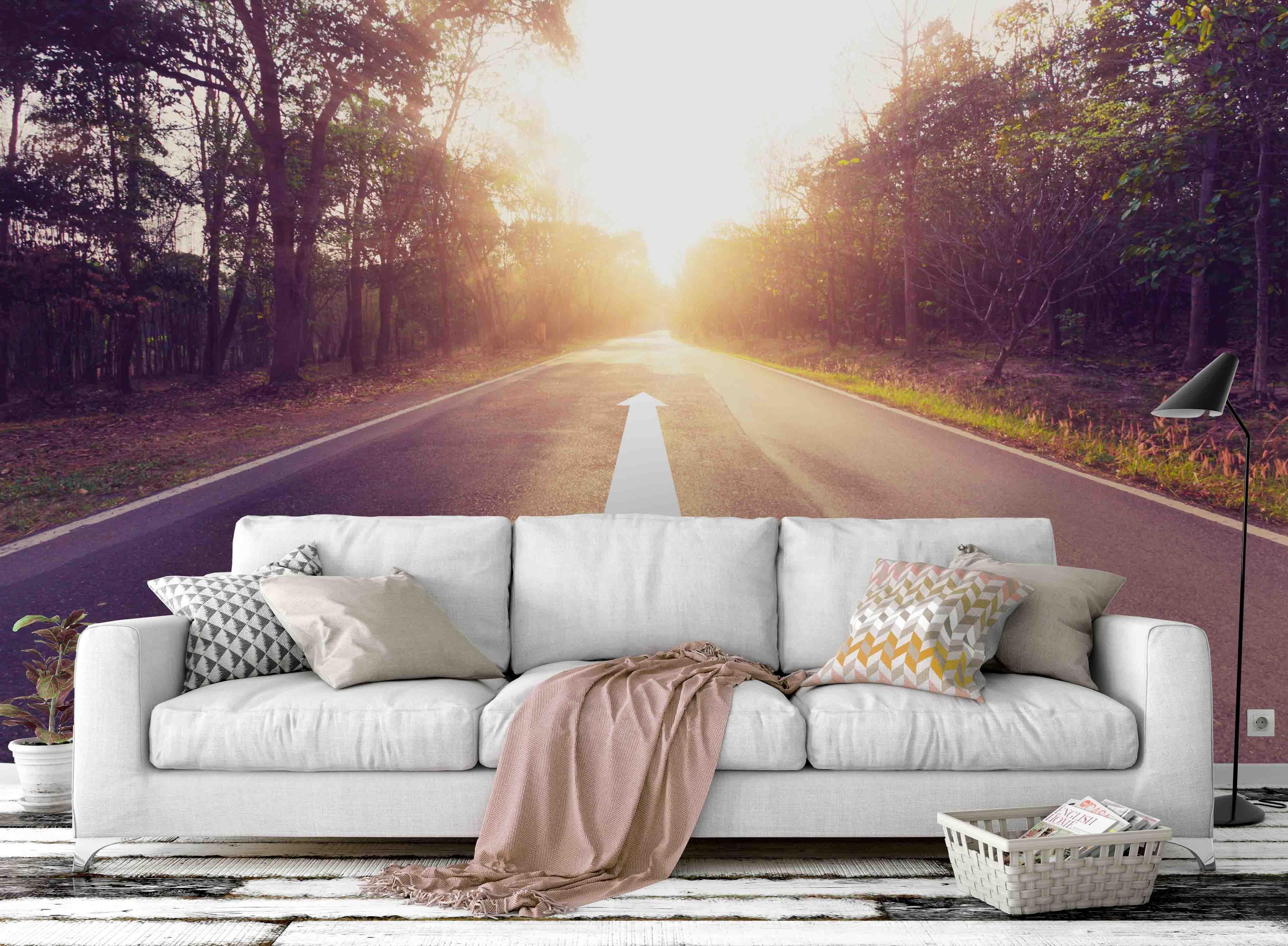 3D empty asphalt road future concept wall mural wallpaper 24