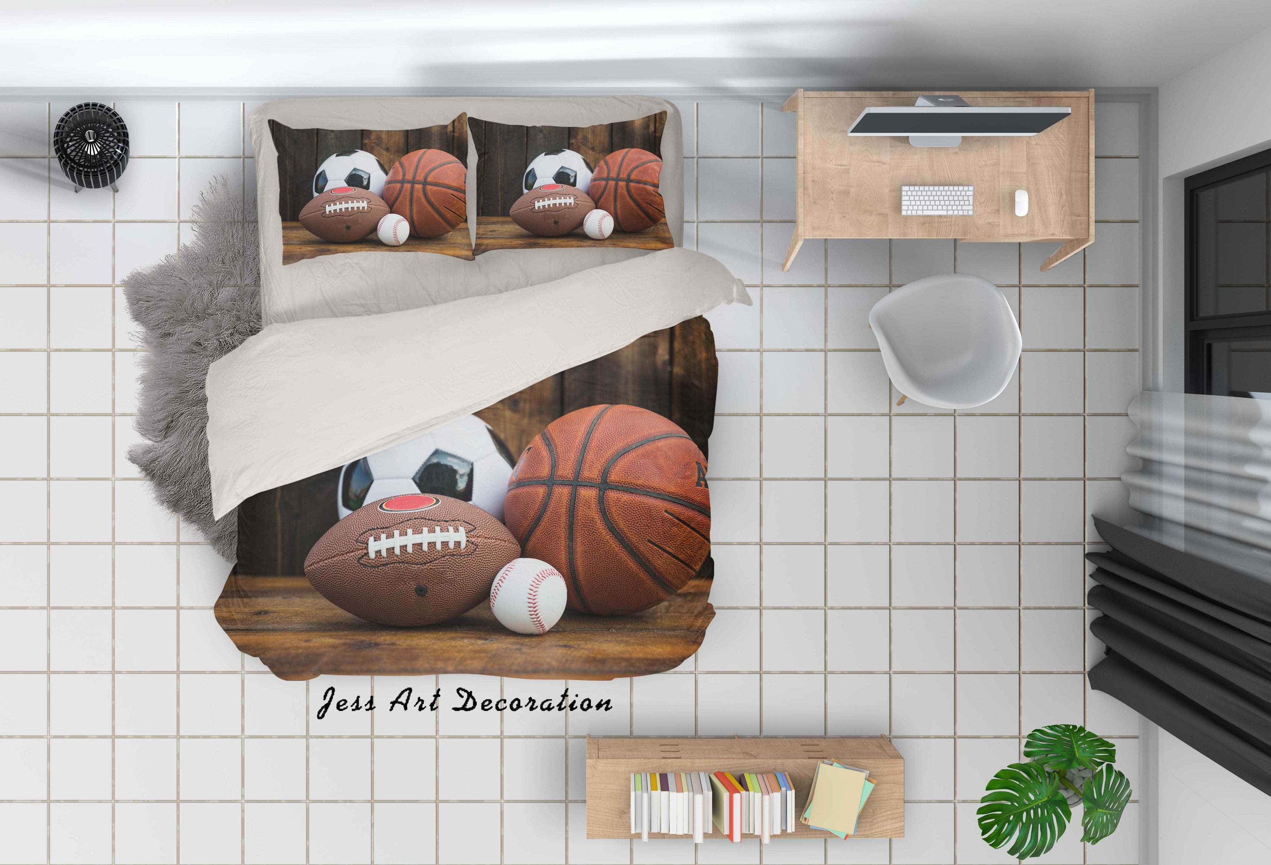 3D Basketball Football Baseball Rugby Quilt Cover Set Bedding Set Pillowcases 79- Jess Art Decoration