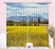 3D Yellow Rape Flower Woods Snow Mountain Curtains and Drapes GD 1048- Jess Art Decoration