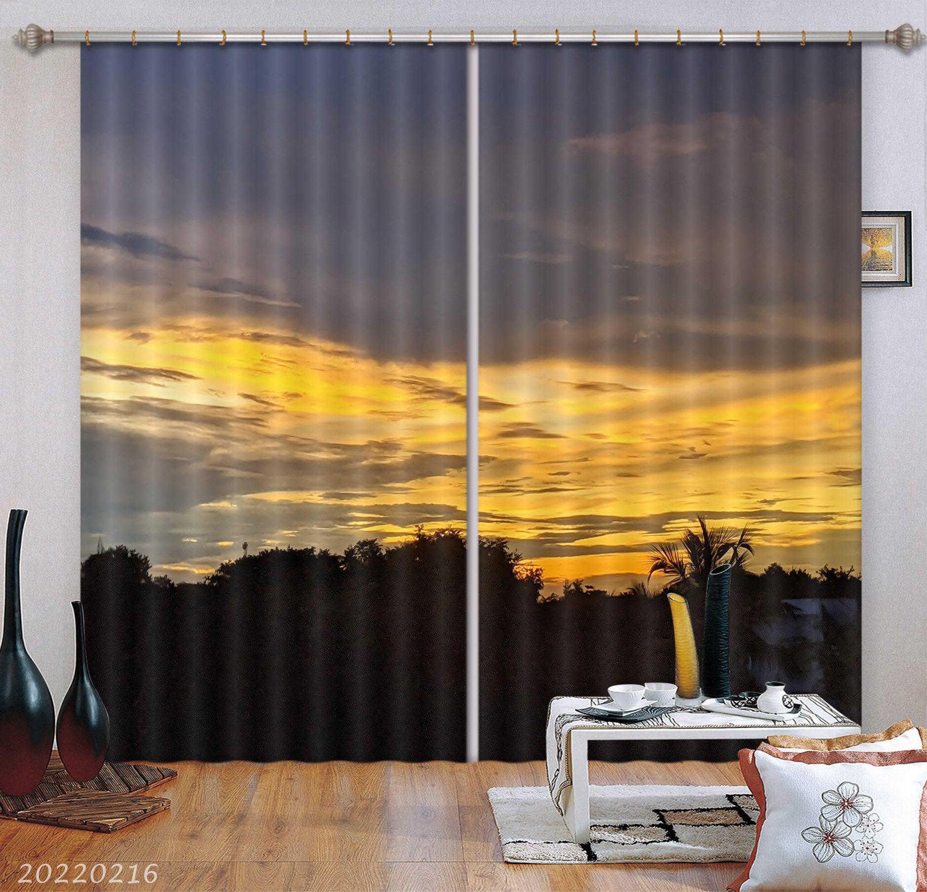 3D Woods Sunset Scenery Curtains and Drapes GD 2005- Jess Art Decoration