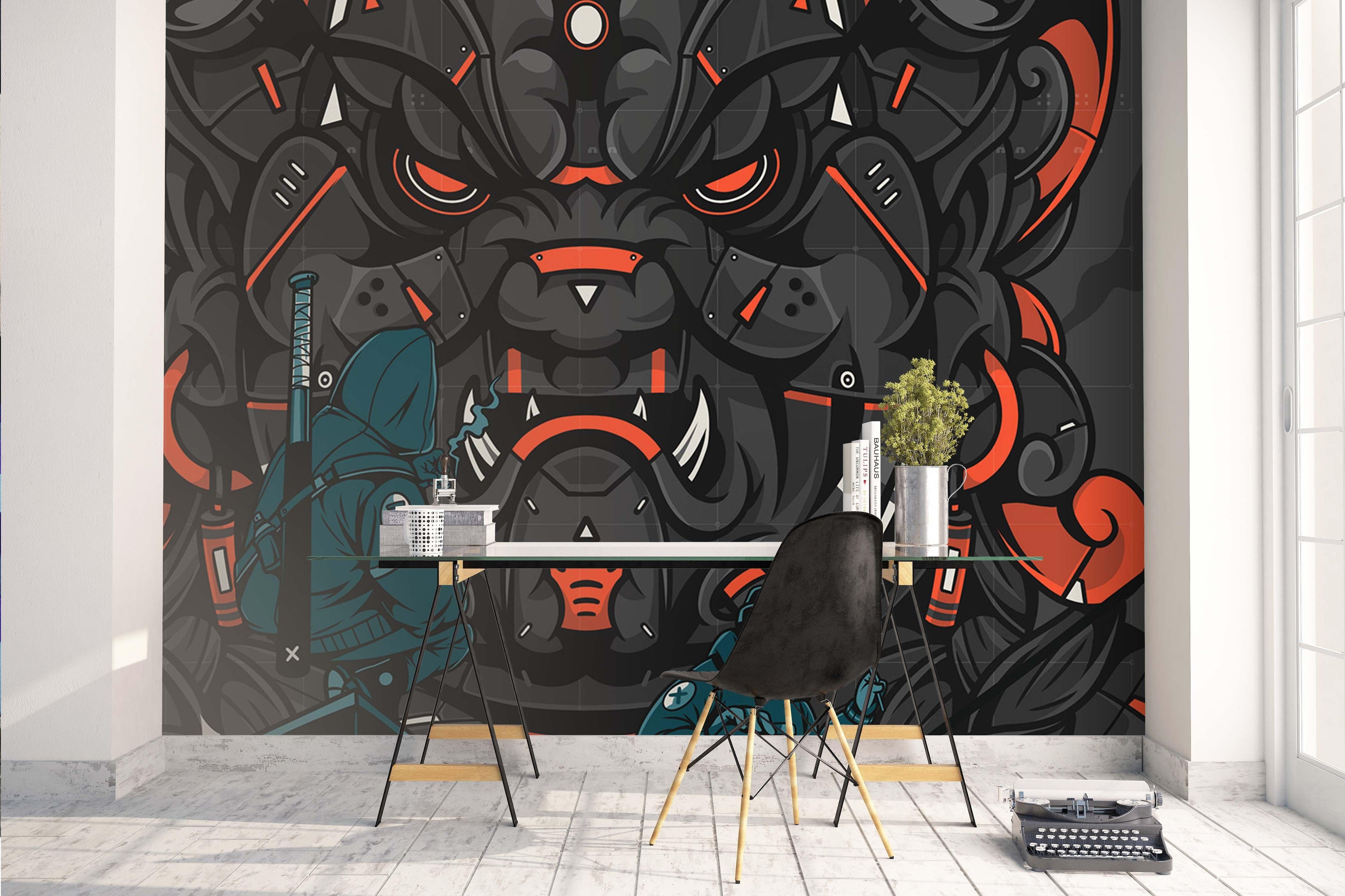 3D Black Monster Wall Mural Wallpaper B54- Jess Art Decoration