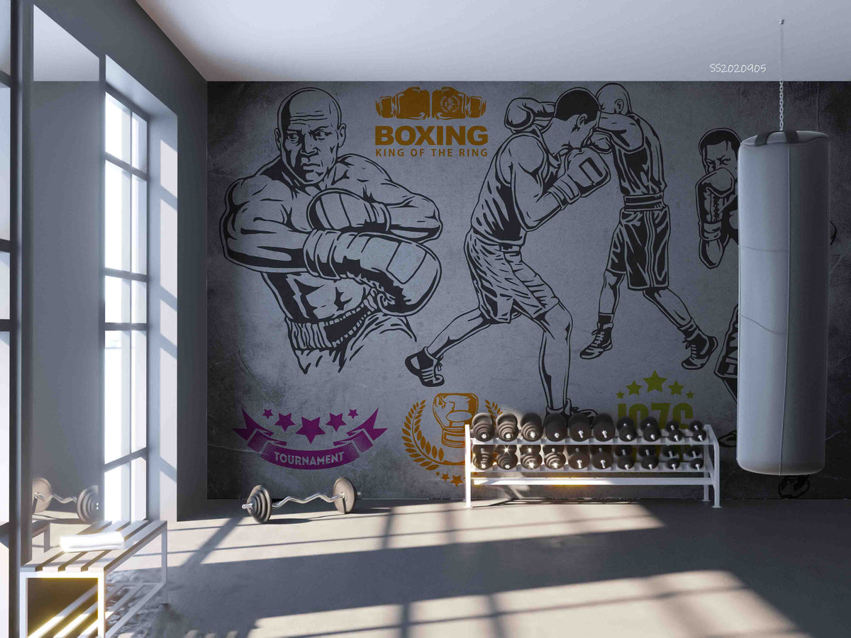 3D Boxing Fire 306 Wall Murals