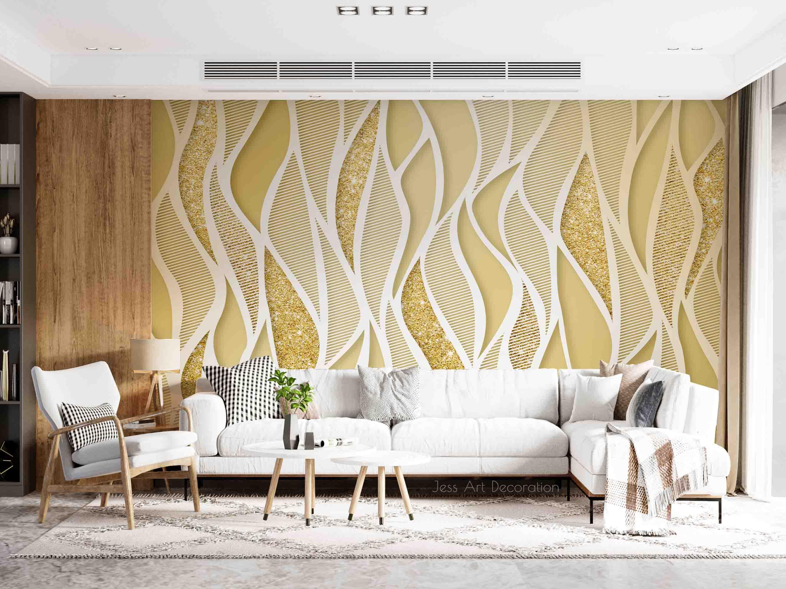 3D Geometric White Stripes Wall Mural Wallpaper GD 3095- Jess Art Decoration