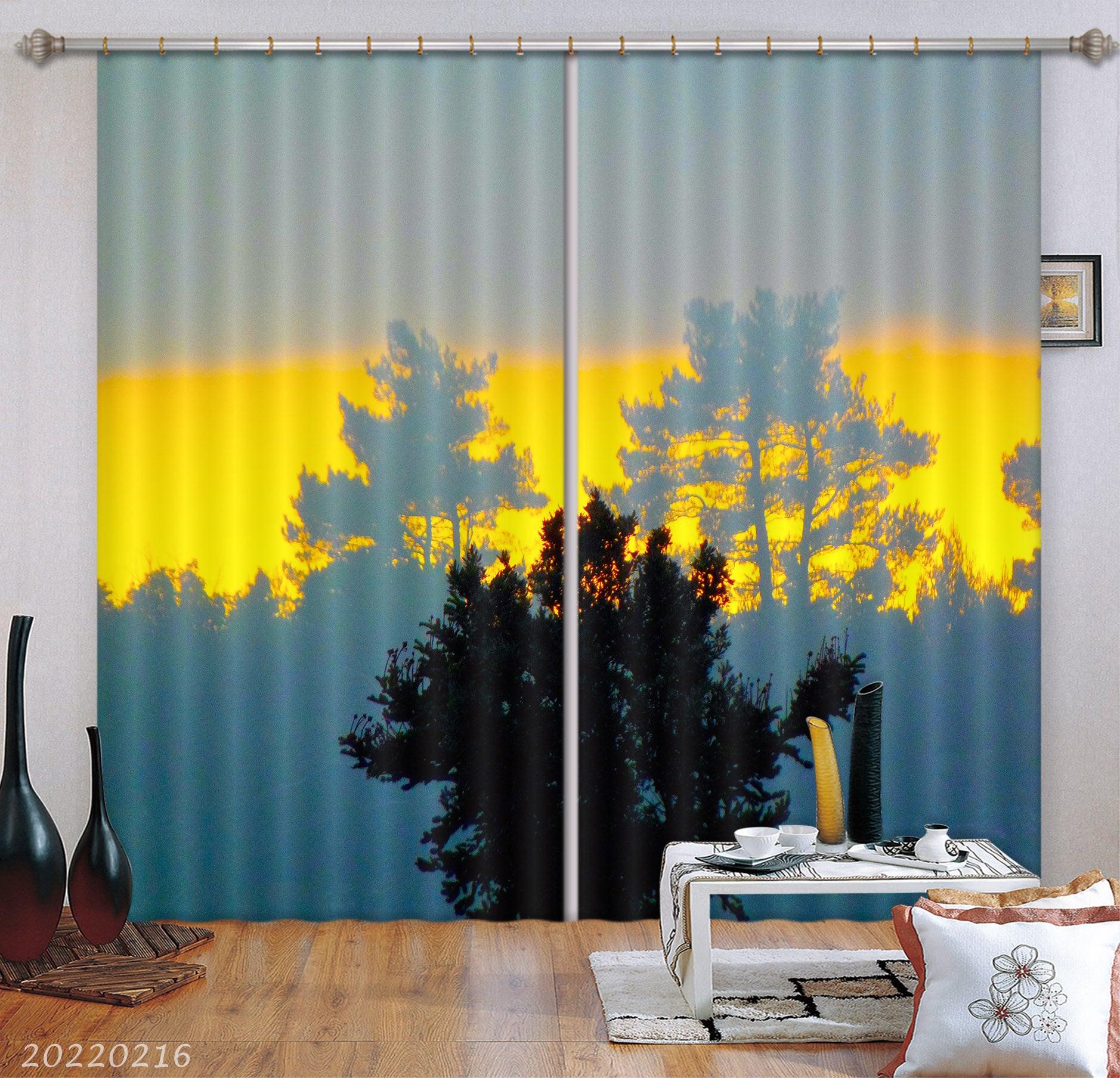 3D Woods Golden Sunbeam Misty Curtains and Drapes GD 2210- Jess Art Decoration