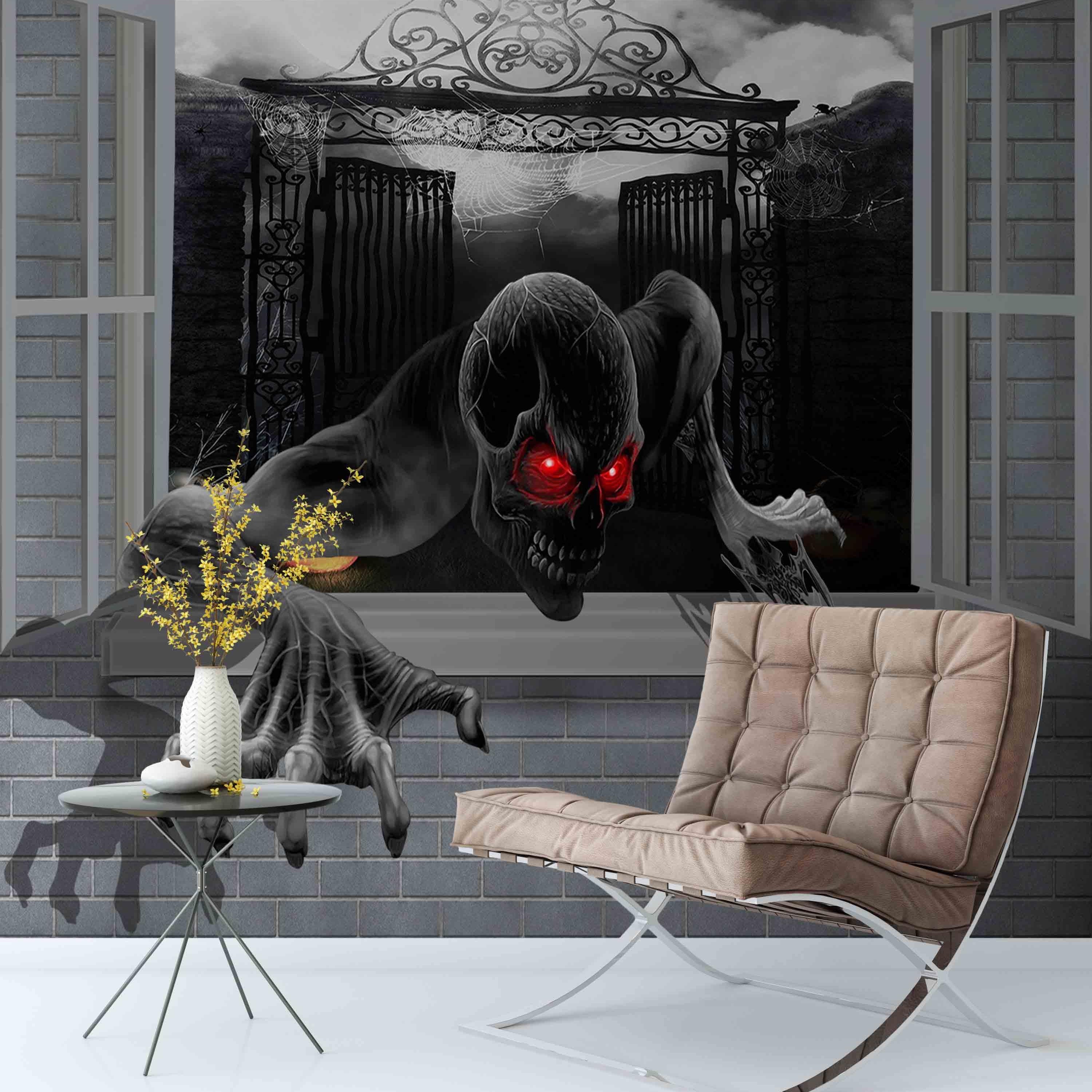 3D Devil Monster Window Wall Mural Wallpaper 232- Jess Art Decoration