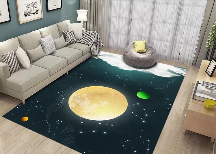 3D Cartoon Space Moon Non-Slip Rug Mat 239- Jess Art Decoration