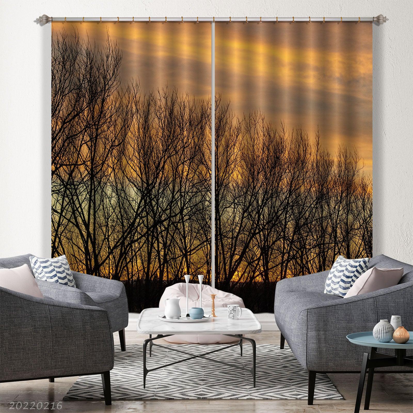 3D Woods Golden Sky Cloud Curtains and Drapes GD 2223- Jess Art Decoration
