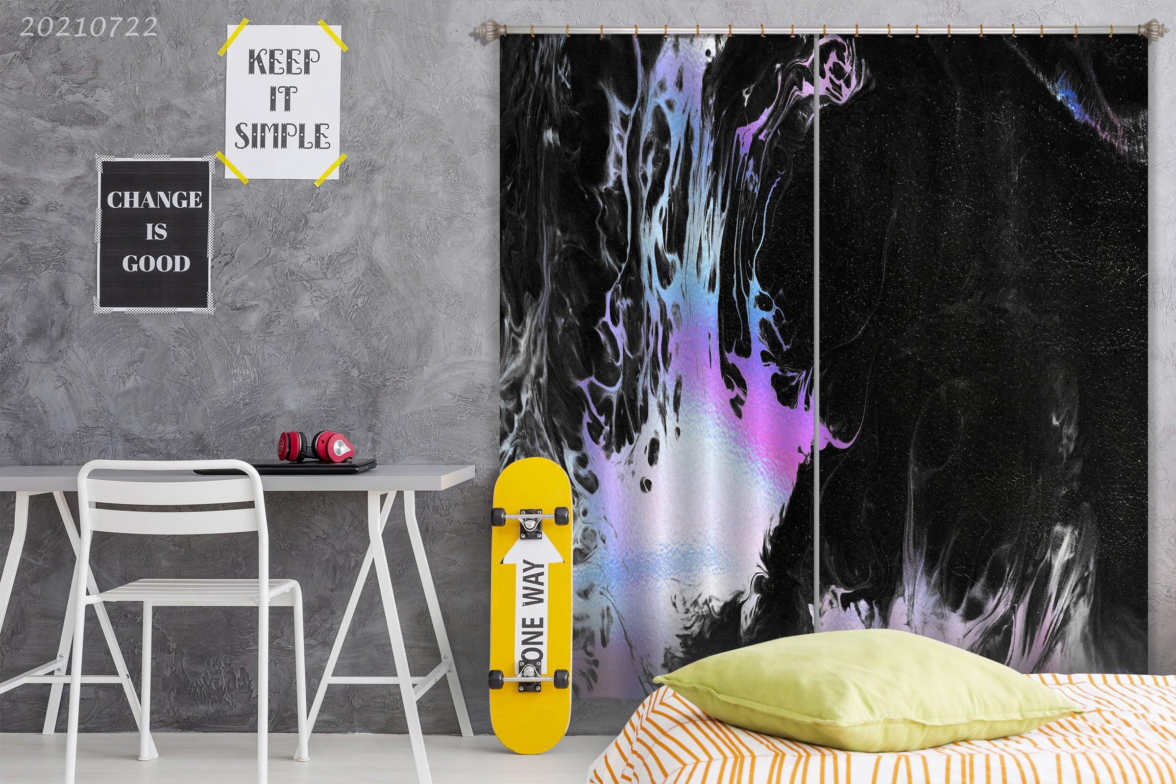 3D Abstract Black Marble Texture Curtains and Drapes LQH 522- Jess Art Decoration
