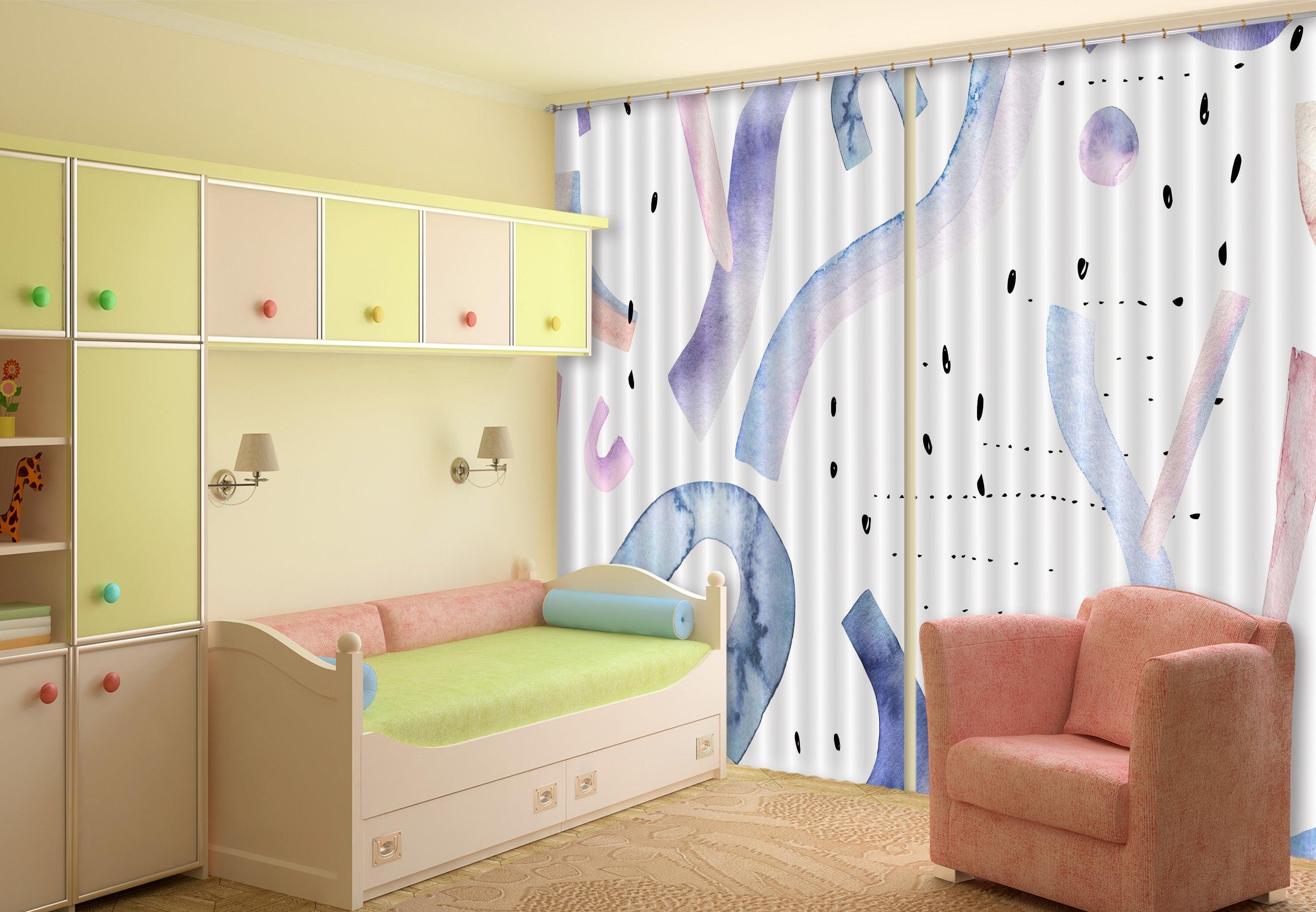 3D Abstract Alphabet Pattern Curtains and Drapes LQH A637- Jess Art Decoration