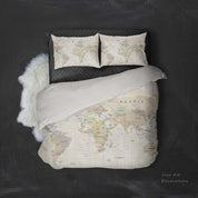 3D World Map Quilt Cover Set Bedding Set Pillowcases 70- Jess Art Decoration