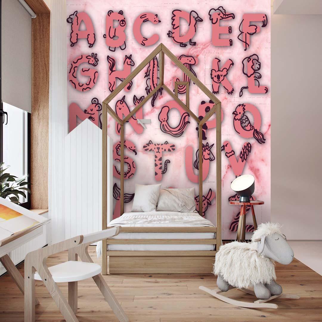 3D Pink Letter Wall Mural Wallpaper 52 Jessartdecoration
