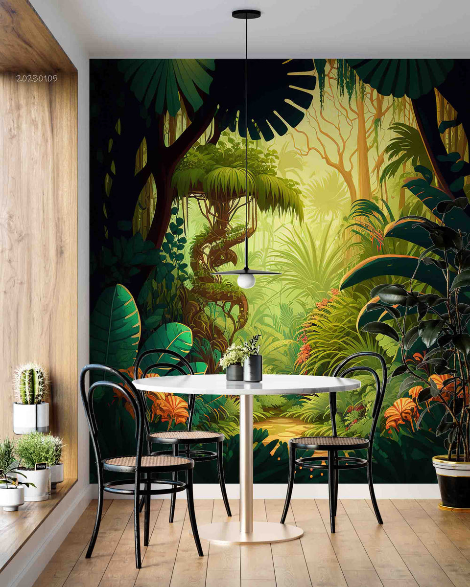 3d Tropical Jungle Exotic Palm Trees Wall Mural Wallpaper Gd 1862 Jessartdecoration 0253