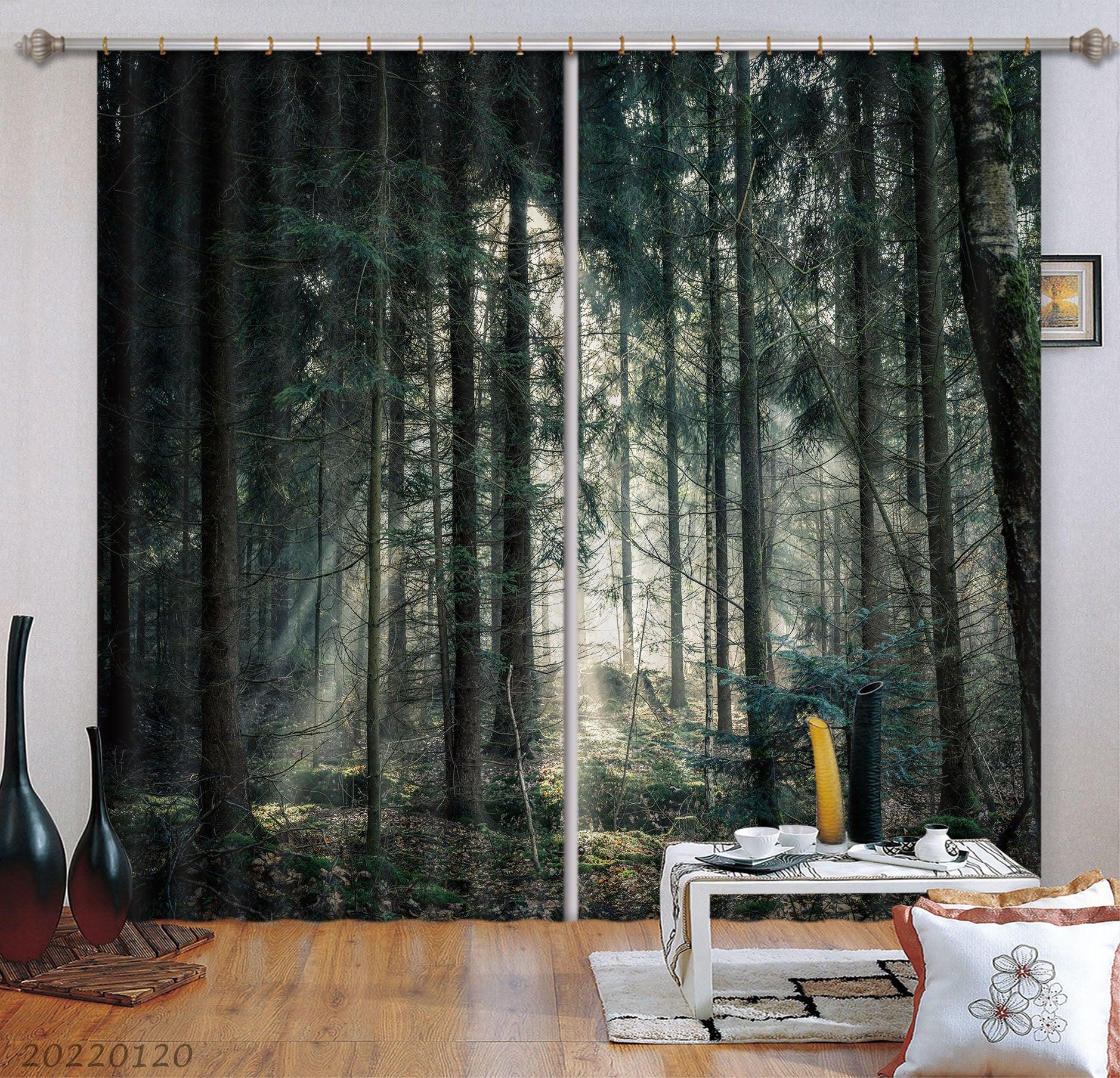 3D Woods Sunshine Meadow Curtains and Drapes GD 1759- Jess Art Decoration