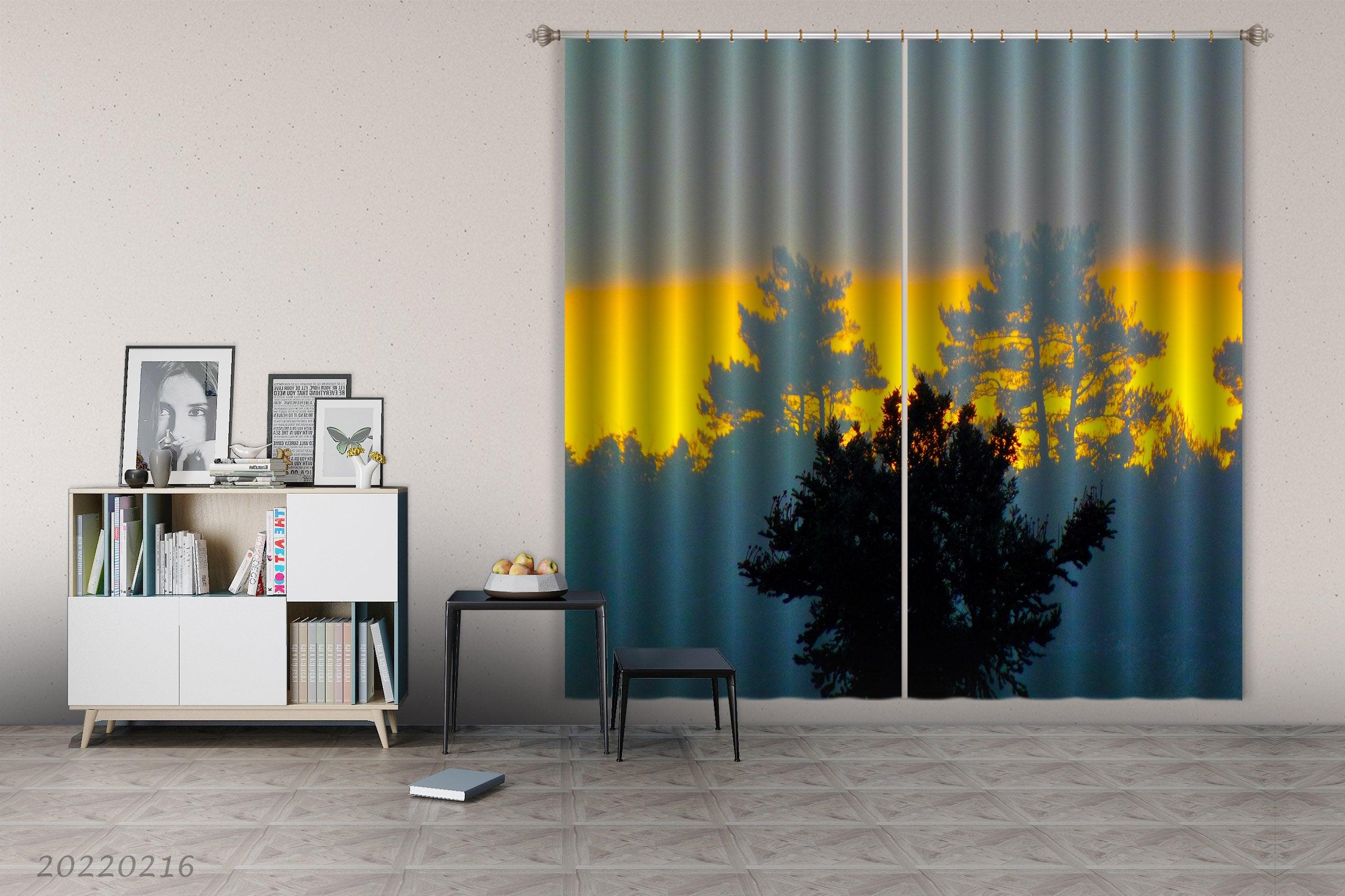 3D Woods Golden Sunbeam Misty Curtains and Drapes GD 2210- Jess Art Decoration