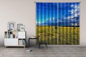 3D Yellow Prairie Small Tree Blue Sky Cloud Scenery Curtains and Drapes GD 2236- Jess Art Decoration