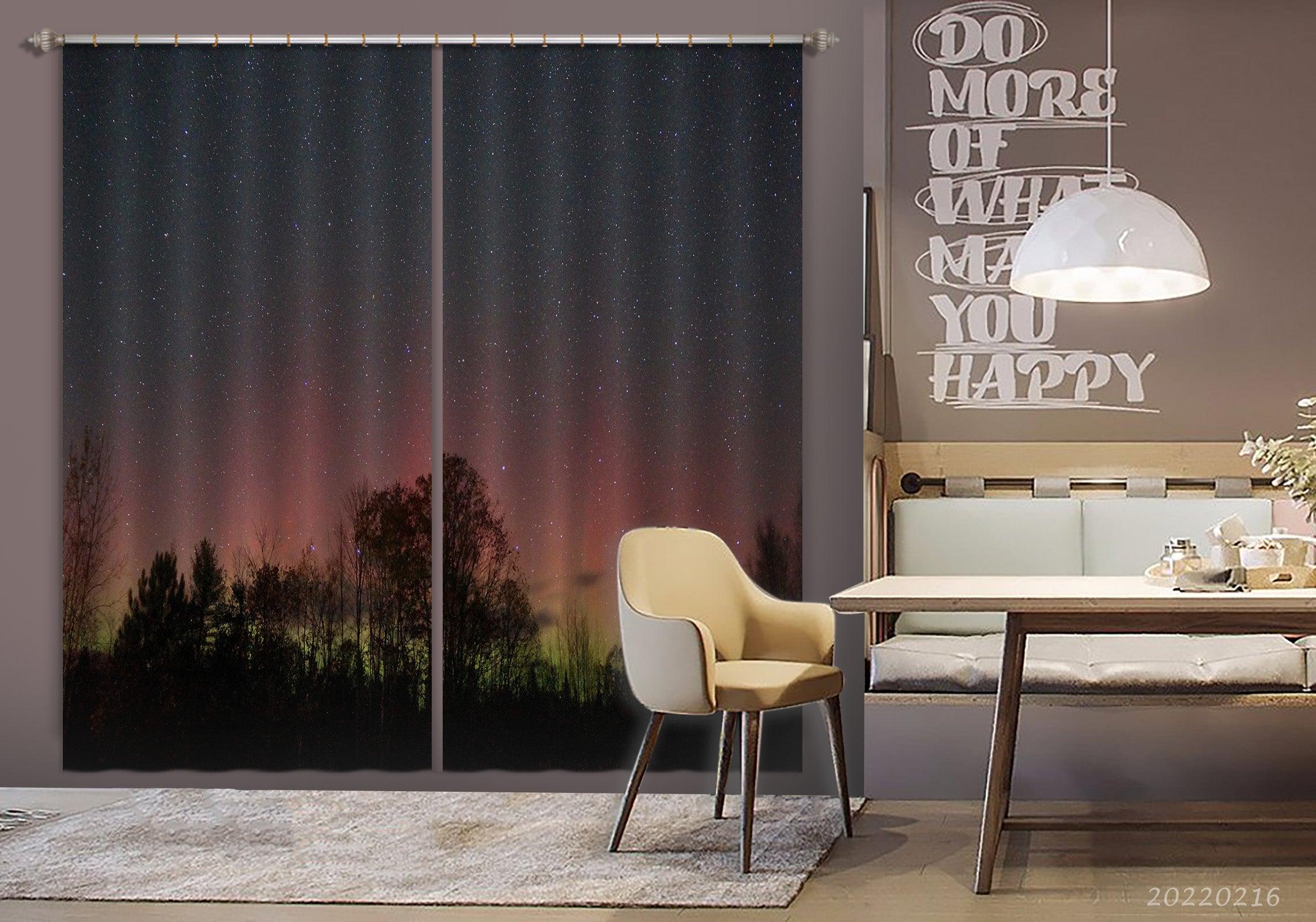 3D Woods Night Stars Colorful Sky Curtains and Drapes GD 2093- Jess Art Decoration