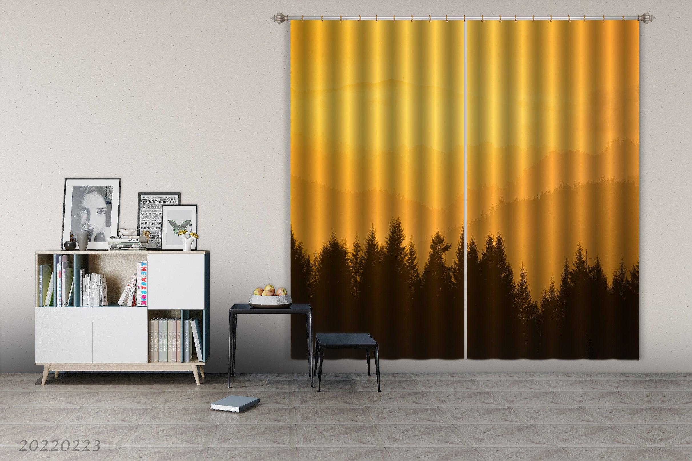 3D Woods Yellow Sky Misty Curtains and Drapes GD 2481- Jess Art Decoration