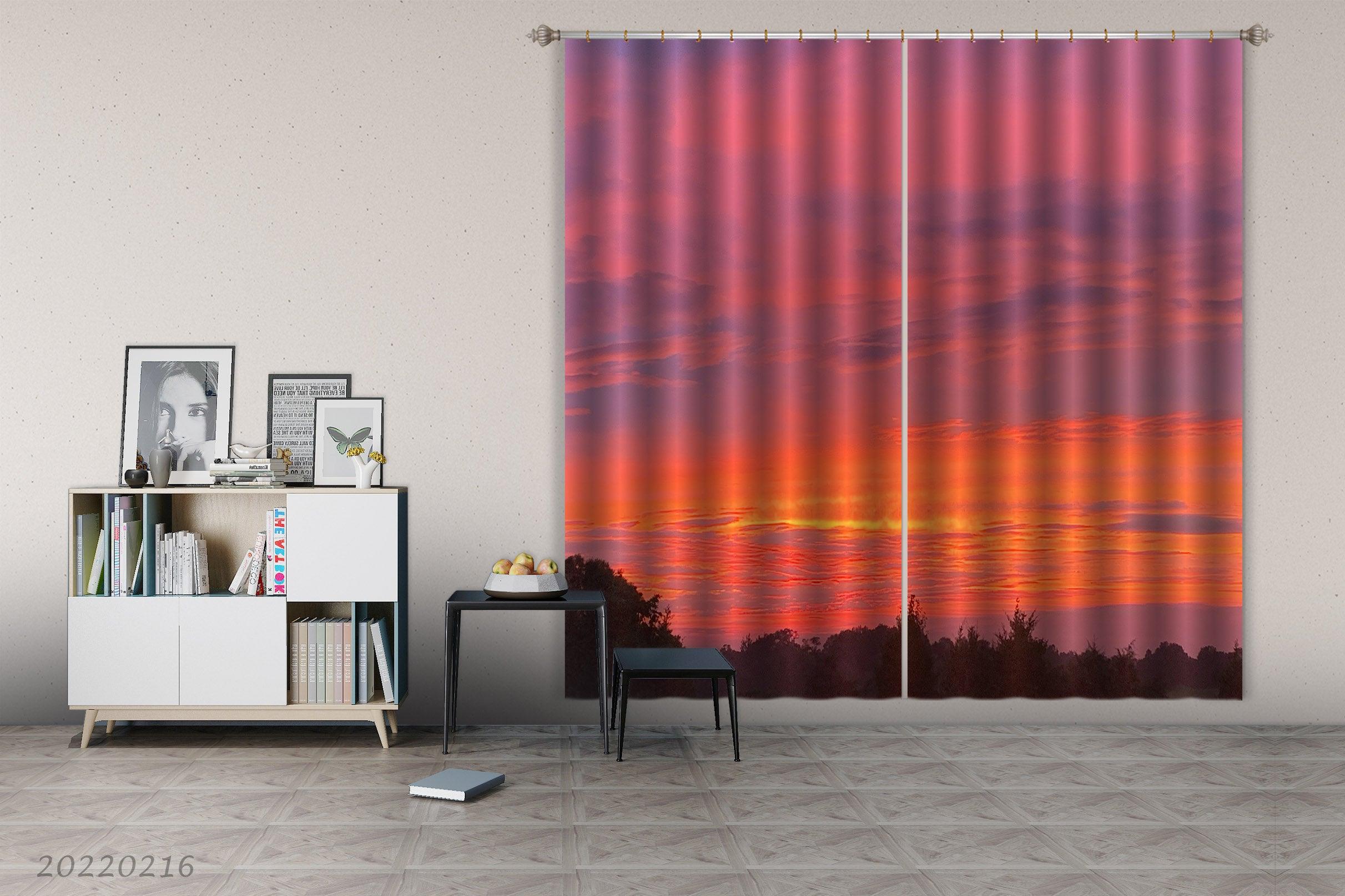 3D Woods Pink Sky Cloud Curtains and Drapes GD 2217- Jess Art Decoration