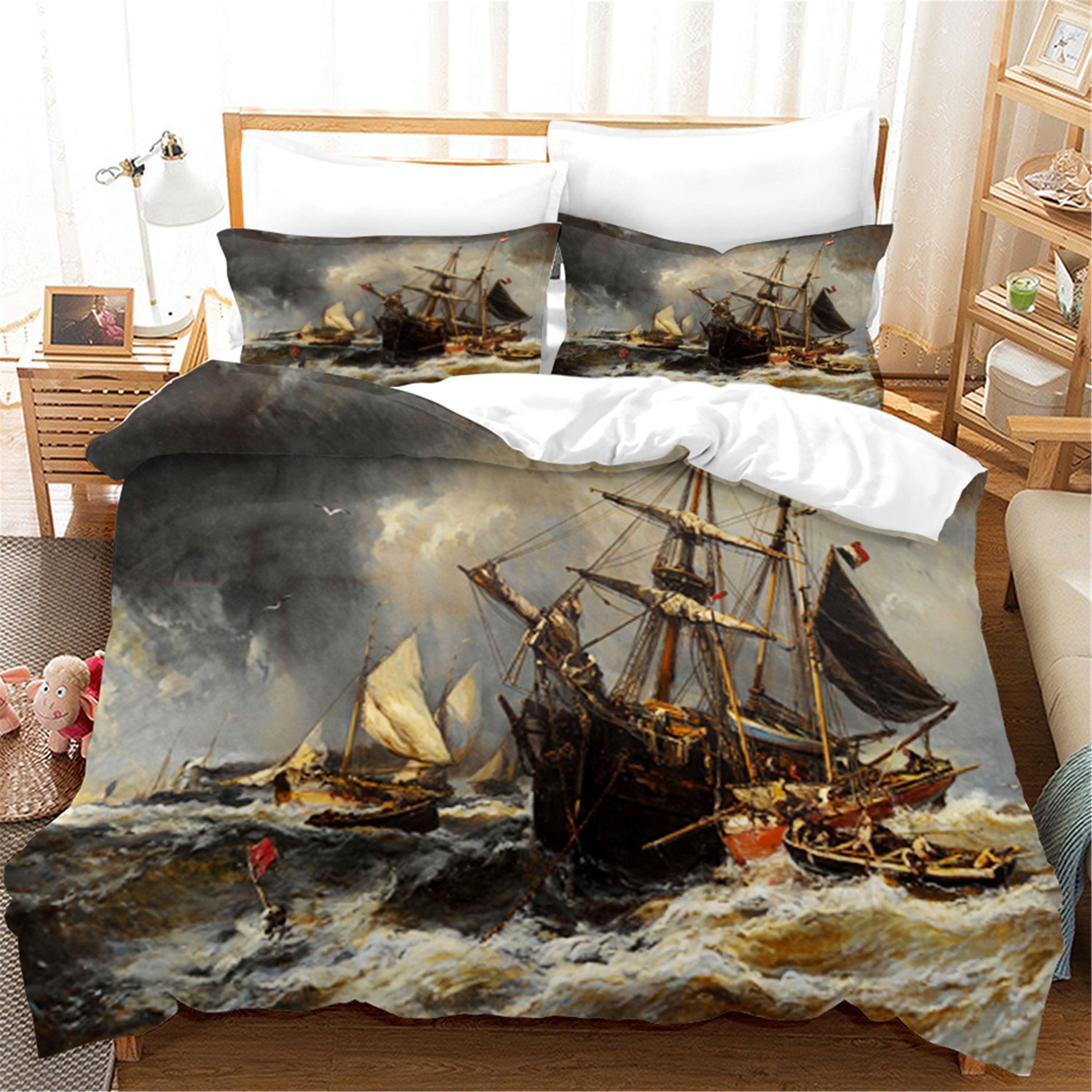 Nursery Bedding Fitted Sheet Pirate Bedding Twin Size 3D Sky Sea