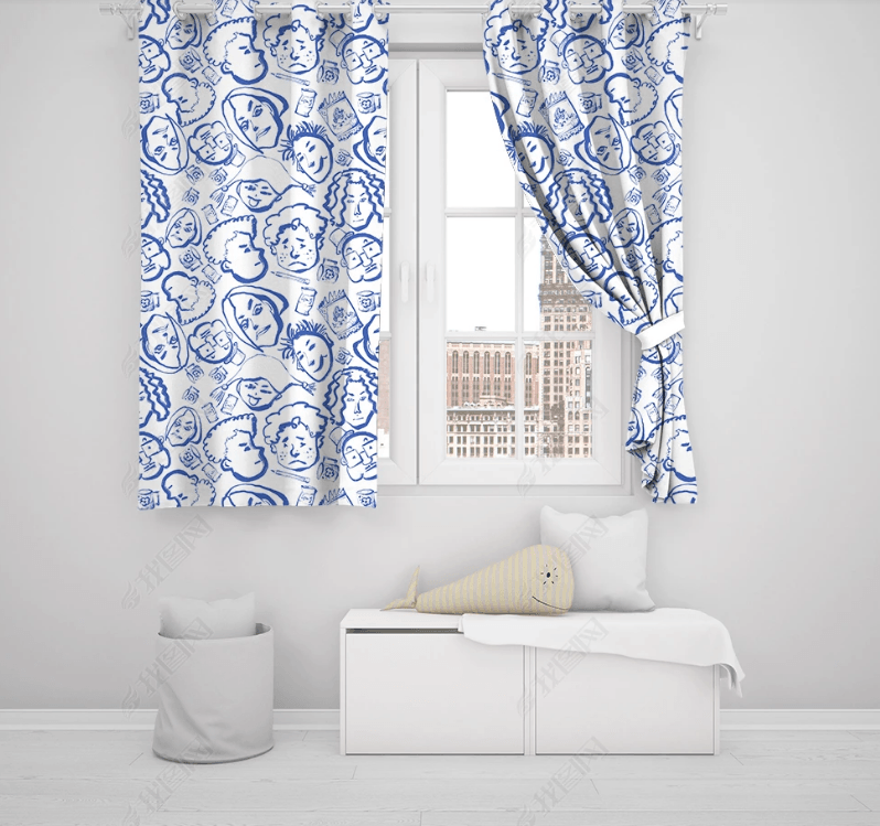 3D Abstract Artistic Blue Pattern Curtains and Drapes LQH 133- Jess Art Decoration
