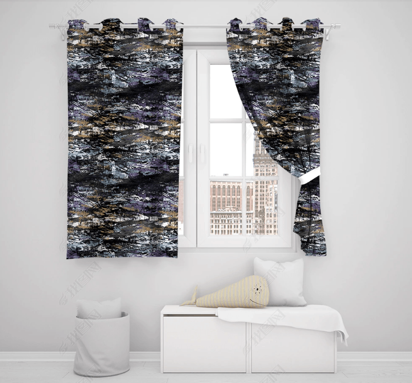 3D Abstract Artistic Black Pattern Curtains and Drapes LQH 147- Jess Art Decoration
