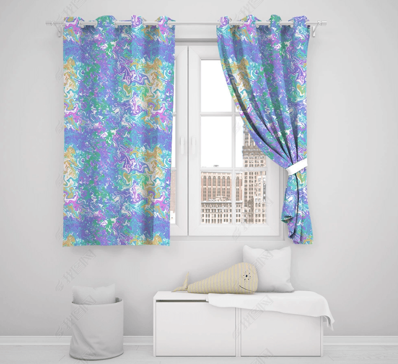 3D Abstract Artistic Blue Pattern Curtains and Drapes LQH 148- Jess Art Decoration