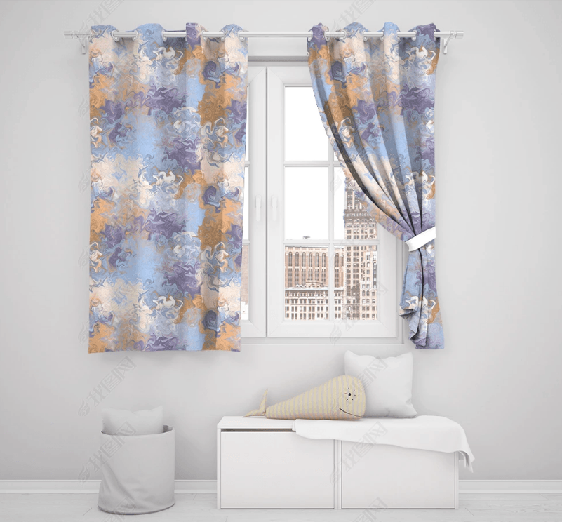 3D Abstract Art Blue Pattern Curtains and Drapes LQH 220- Jess Art Decoration