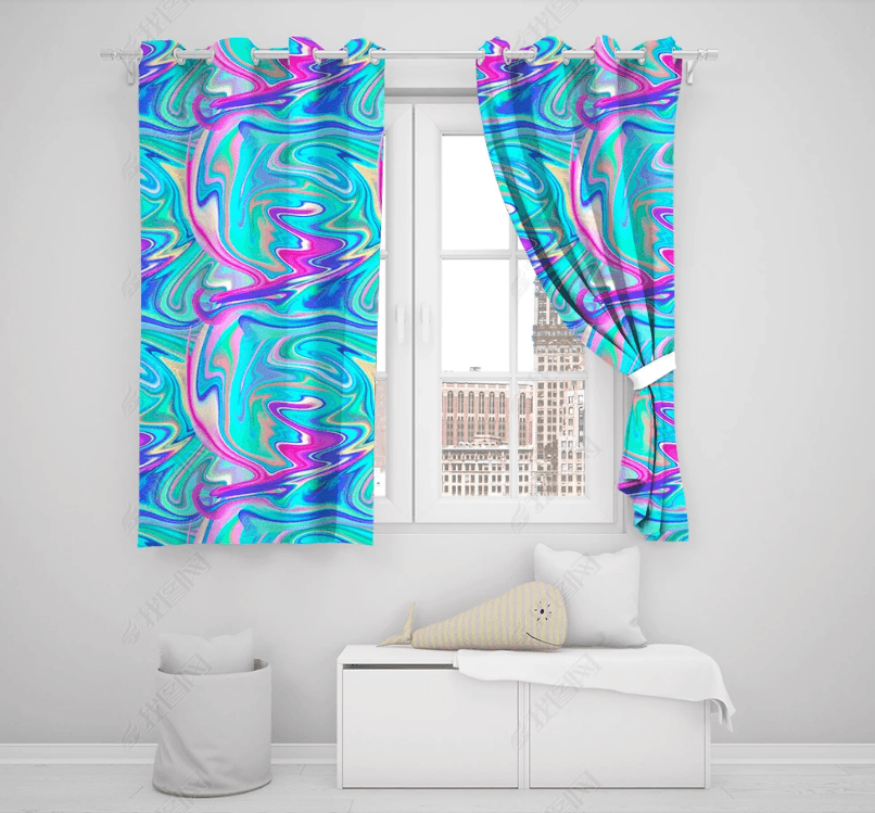 3D Abstract Art Blue Pattern Curtains and Drapes LQH 230- Jess Art Decoration