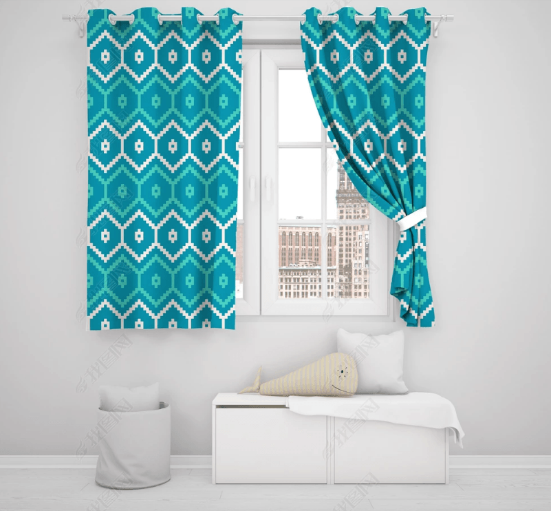 3D Abstract Blue Art Geometric Pattern Curtains and Drapes LQH 45- Jess Art Decoration