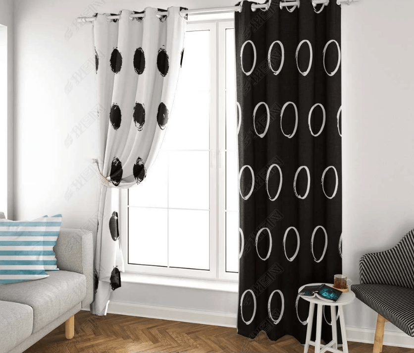 3D Abstract Black White Geometric Circle Curtains and Drapes LQH 21- Jess Art Decoration