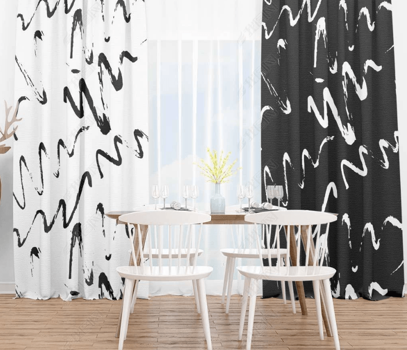 3D Abstract Black White Geometry Curtains and Drapes LQH 172- Jess Art Decoration