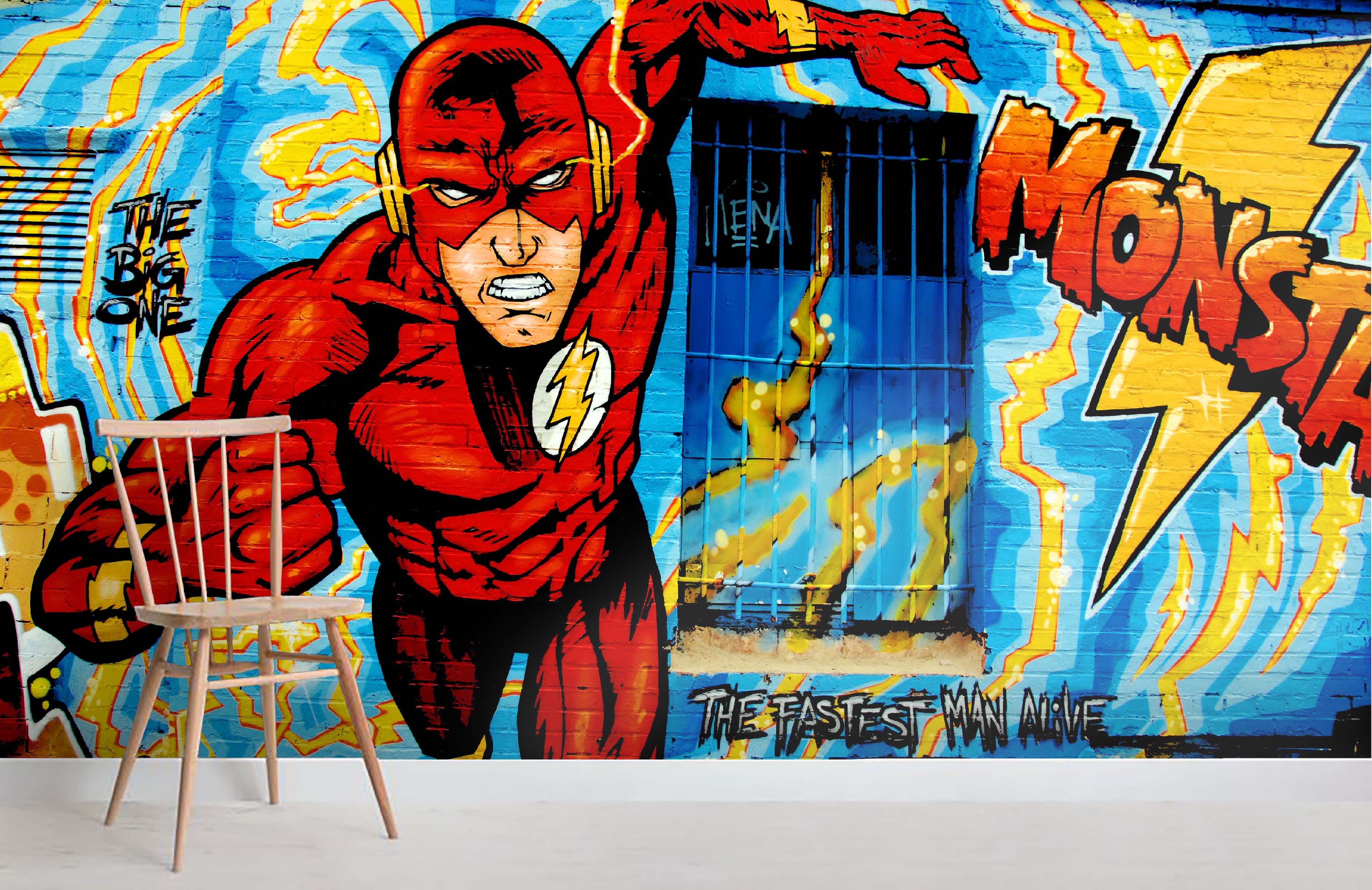 3D Graffiti Super Hero Wall Mural Wallpaper JN 1