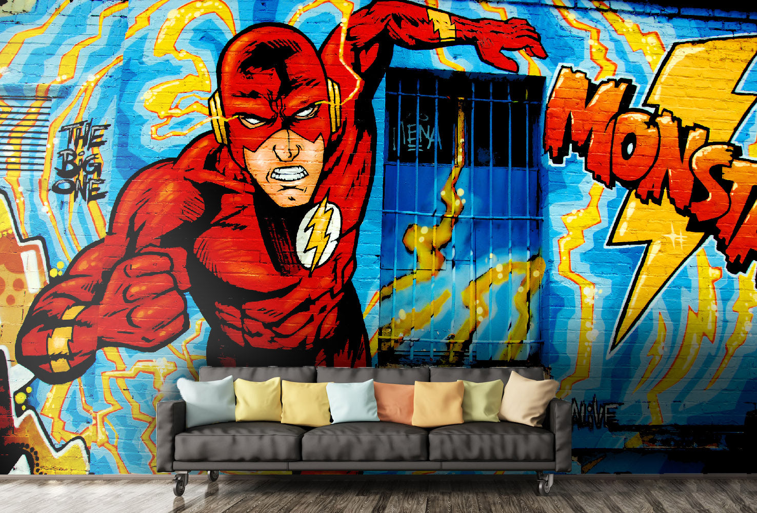 3D Graffiti Super Hero Wall Mural Wallpaper JN 1