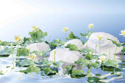 3D Pond Lotus Lotus Leaf Stone Scenery Wallpaper Wall Mural Wall Decor Wall Art Wall Sticker Remoable Wallpaper LQH 23