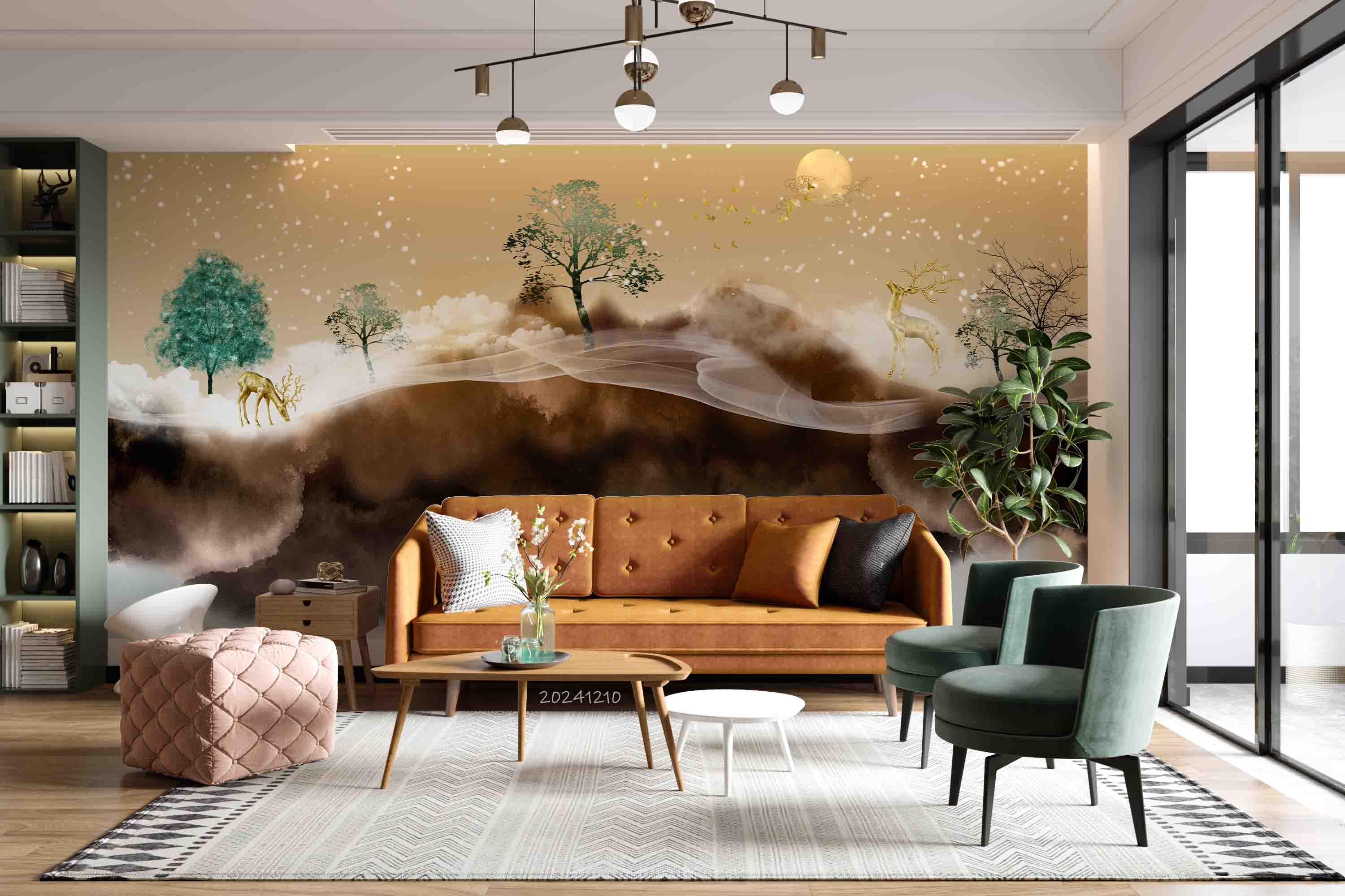 3D Gold Landscape Oil Painting Wallpaper Wall Mural Wall Decor Wall Art Wall Sticker Remoable Wallpaper 3
