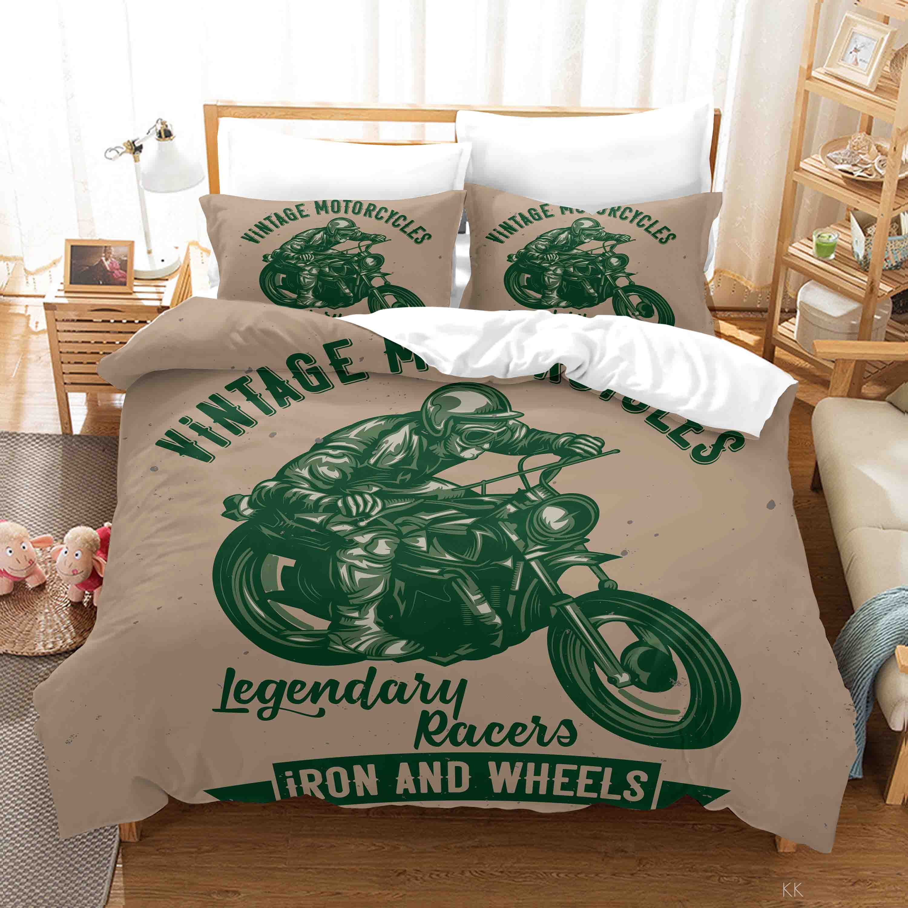 3D Motorbike Letter Quilt Cover Set Bedding Set Duvet Cover Pillowcase 433