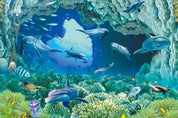 3D Underwater World Whale Fish Coral Sea Turtle Wall Mural Wallpaper YXL 2845
