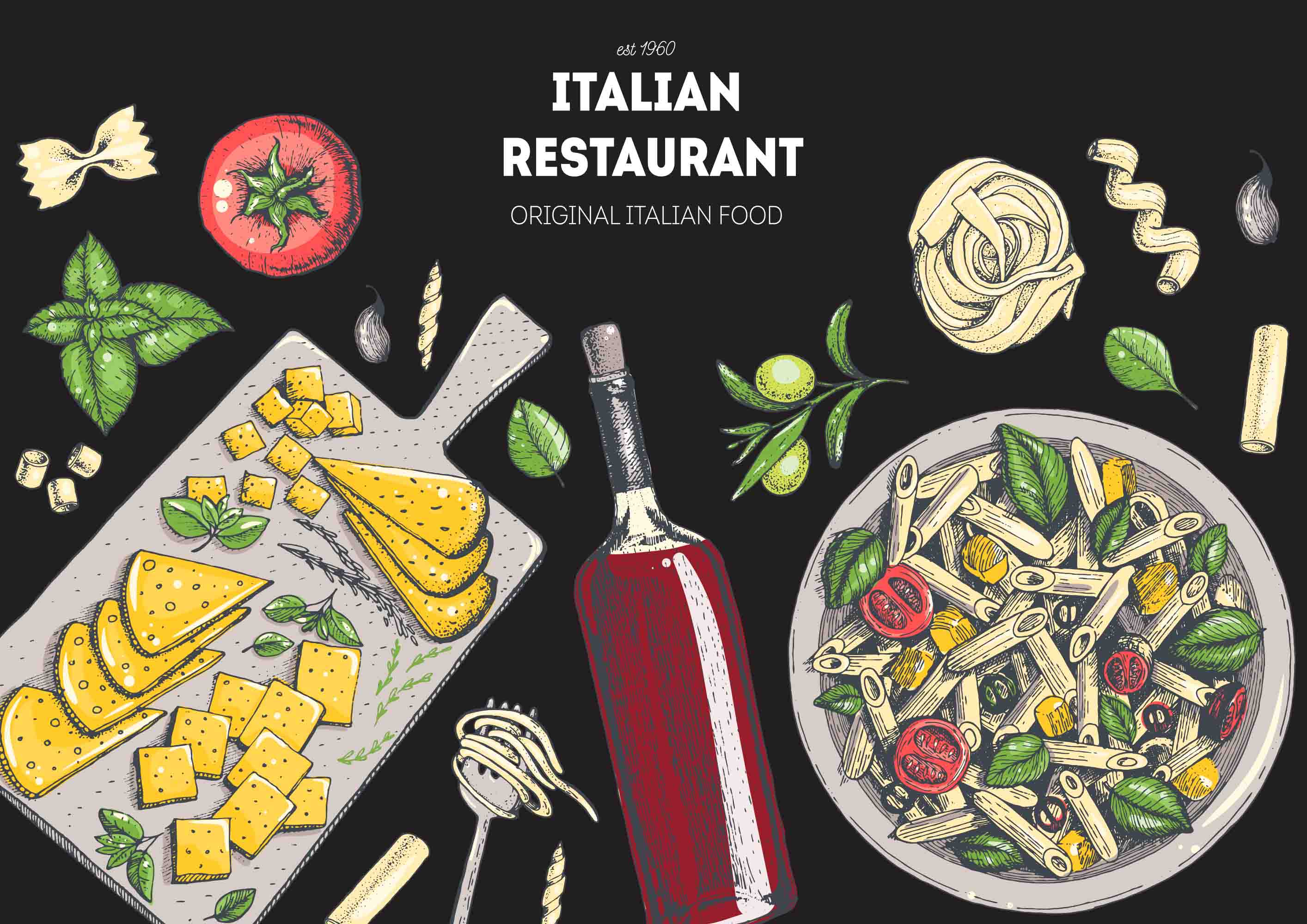 3D Restaurant Snack Bar Diner Fast Food Italian Food Wall Mural Wallpaper 45