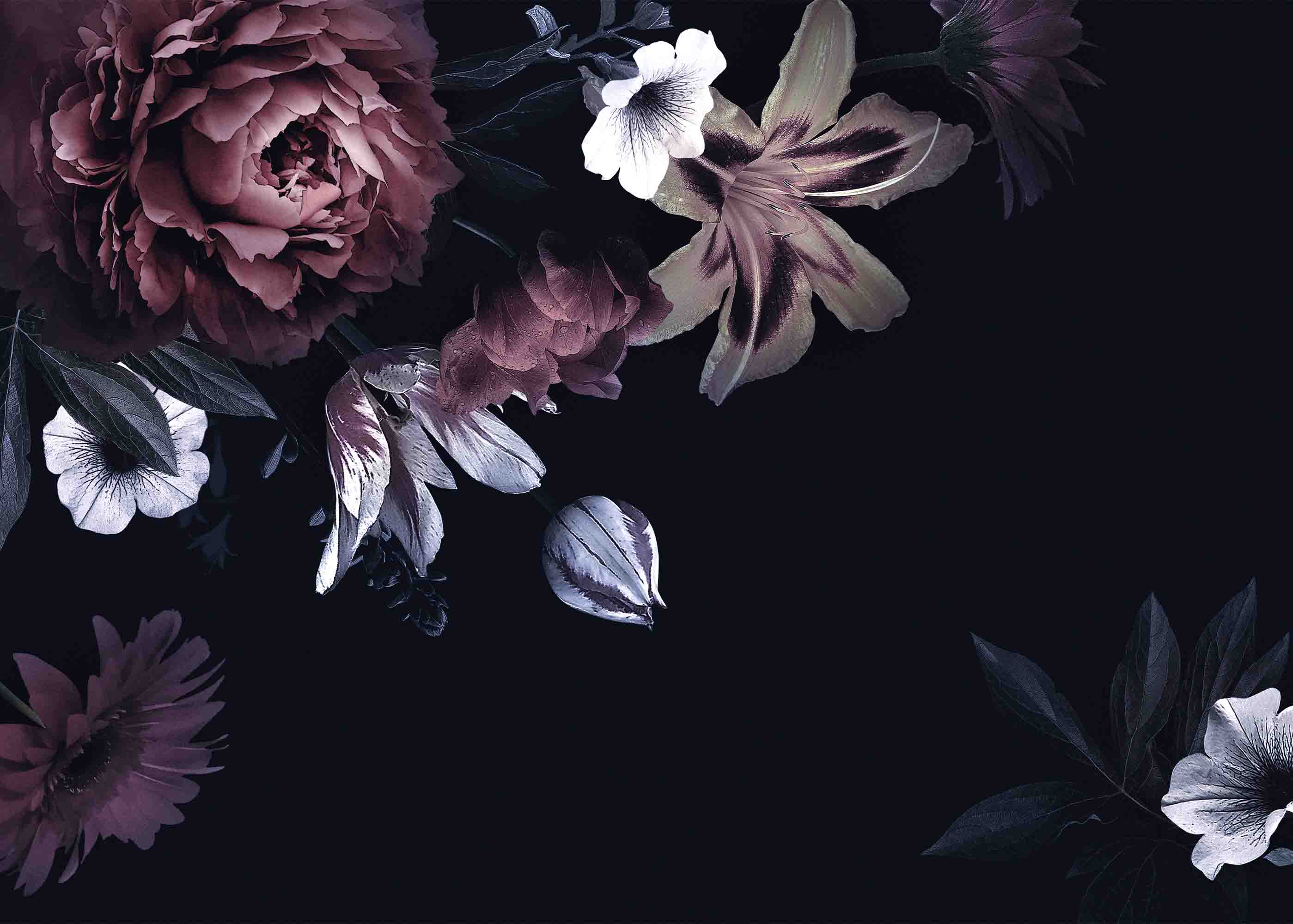 3D Flower Rose Lily Black Flower Bud Wall Mural Wallpaper YXL 533