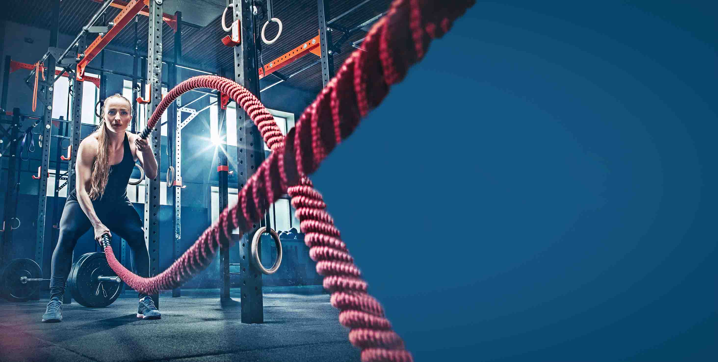 3D Fitness Room Battle Rope Light Blue Wall Mural Wallpaper YXL 101