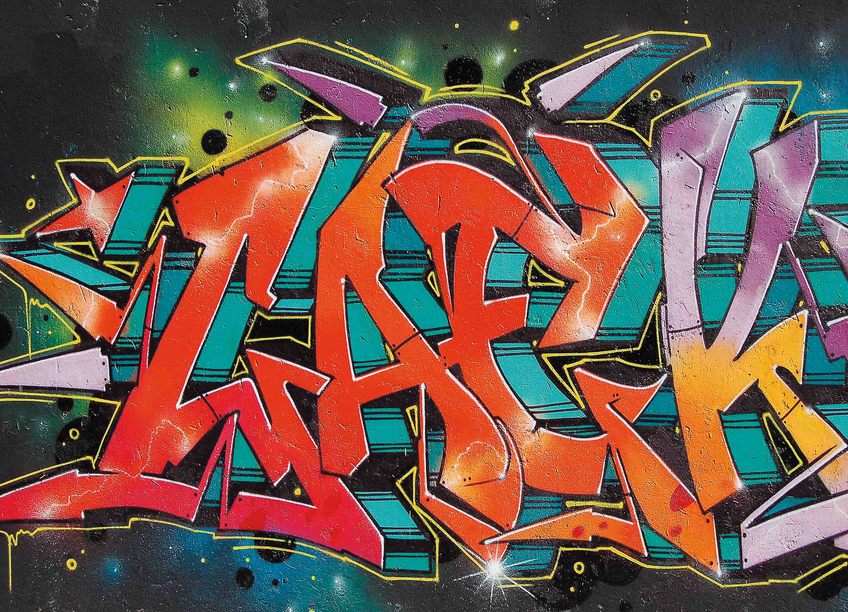 3D Graffiti Croci Blue Yellow Purple Letter Wall Mural Wallpaper YXL 17- Jess Art Decoration