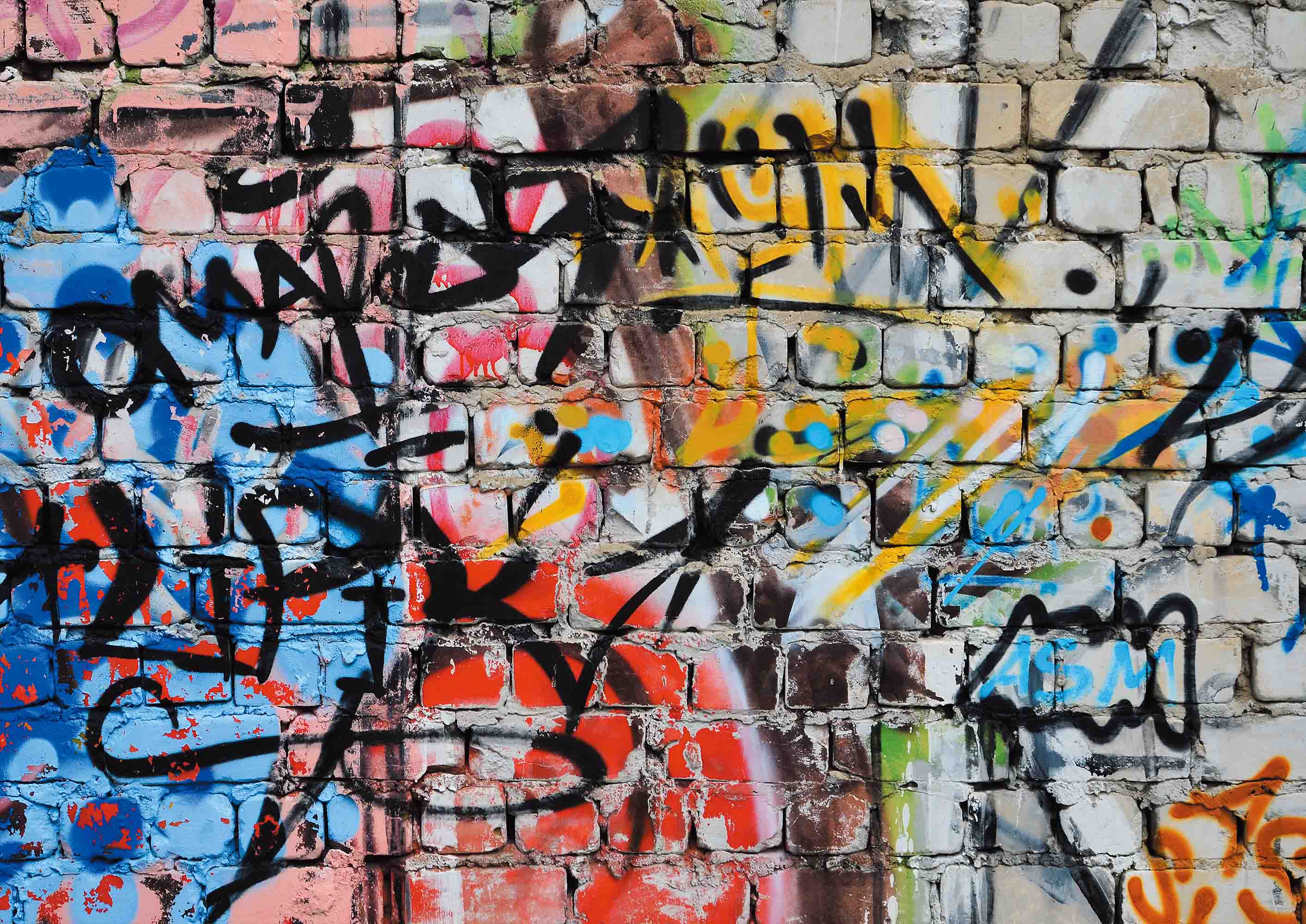 3D Graffiti Brick Letter Black Blue Wall Mural Wallpaper YXL 22- Jess Art Decoration